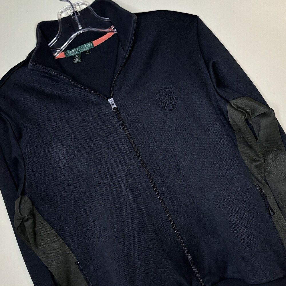 Lauren Active Ralph Lauren‎ Jacket Women's Large Black and Green Full Zip Ladies